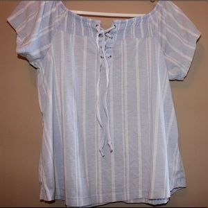 Purple and white off the shoulder top!